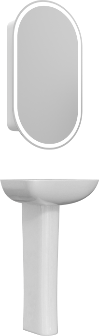 Комплект раковина с пьедесталом  Раковина STWORKI Дублин 45 + Зеркало-шкаф STWORKI Мальмё МВК074 45, с подсветкой, белый, прямоугольный, навесной, ова 560890 - 2