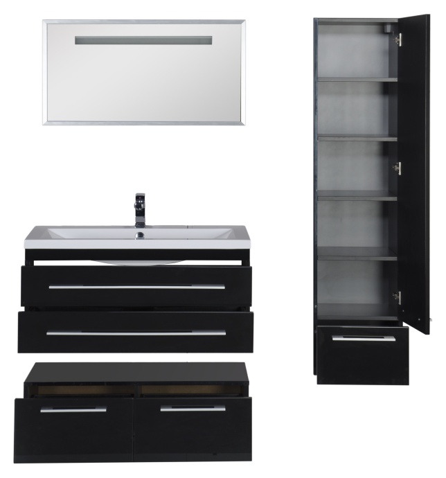 Тумба Aquanet Нота 100 подкатная, черная 170734 - 31