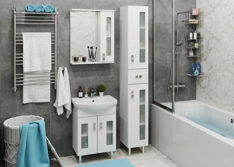 Тумба под раковину Onika Кристалл 55 ver. Балтика белый 105555 - 1