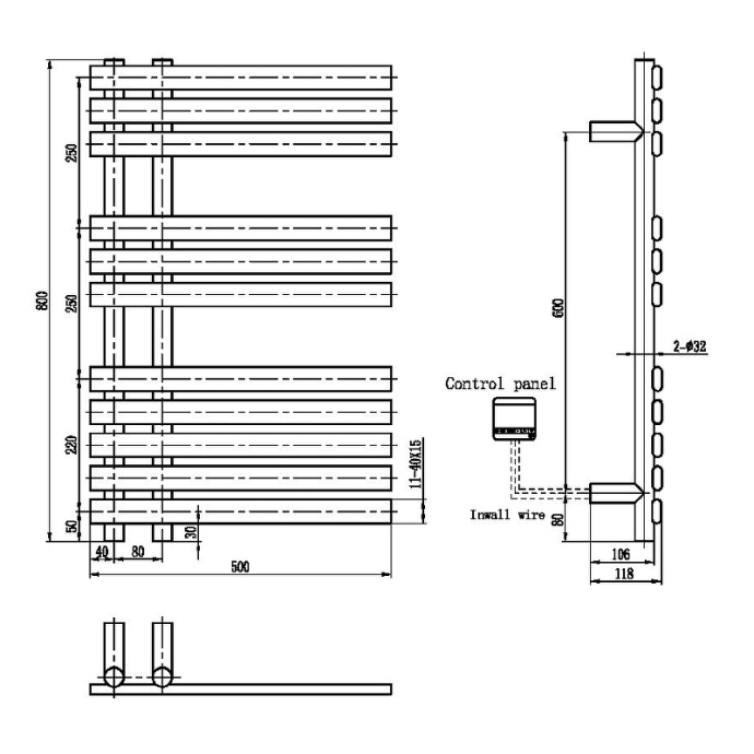 Полотенцесушитель электрический Boheme Venturo черный  723-B - 1