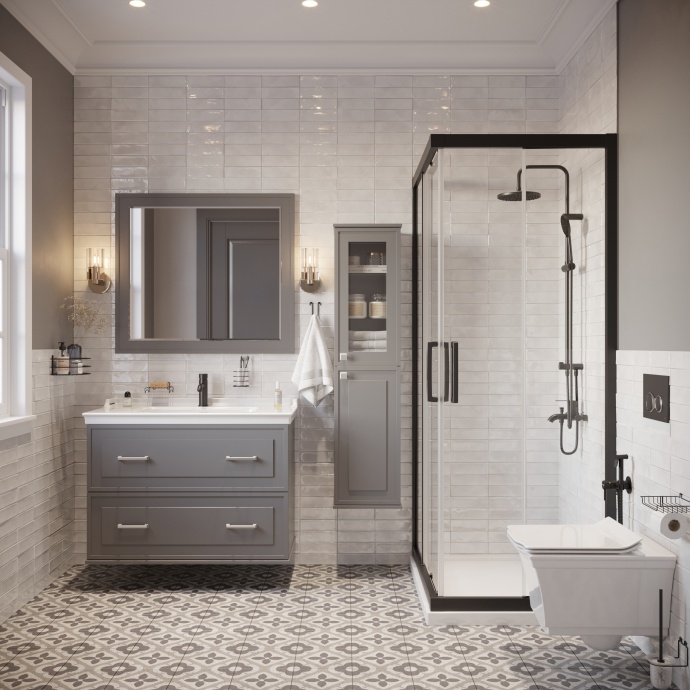 Тумба с раковиной STWORKI Хадстен 100 серая 540904 - 2