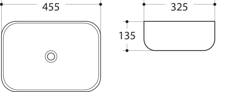 Раковина керамическая накладная AM-78105, цвет белый, 455х325х135 - 1