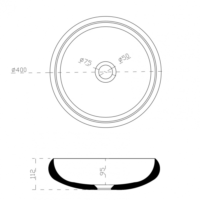 Раковина накладная Abber Stein 40х40 белый матовый AS2613 - 2