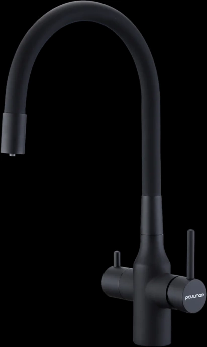 Смеситель для кухни Paulmark Salix с гибким изливом темно серый - черный матовый Sa213419-401 - 0