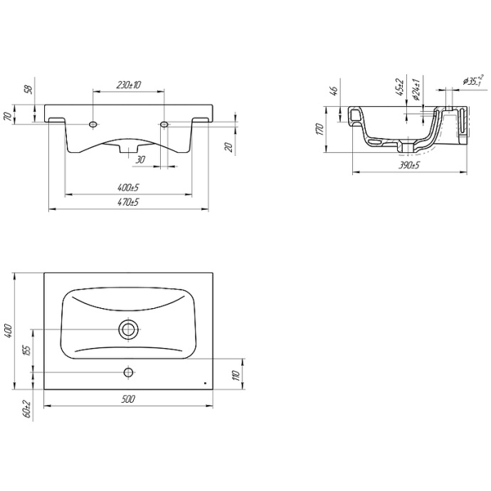 Мебельная раковина Misty Moduo 50 белая глянцевая S-UM-MOD50/1 - 2