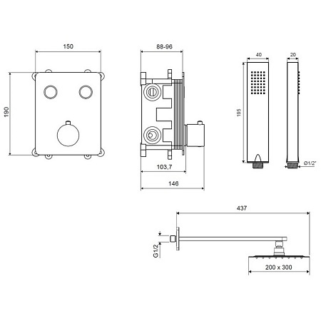 Душевой набор встраиваемый Excellent Krotos хром AREX.SET.8045CR - 2