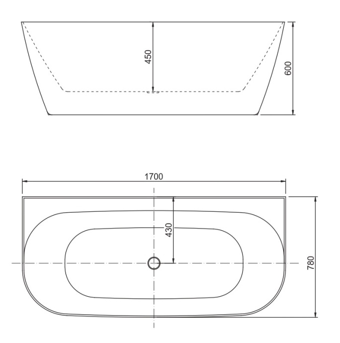 Акриловая ванна Allen Brau Priority 2 170x80, белая 2.31002.20 - 1