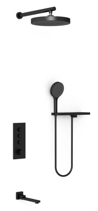 Душевой комплект Vincea Inspire с термостатом черный матовый VSFW-433TI2RMB - 0
