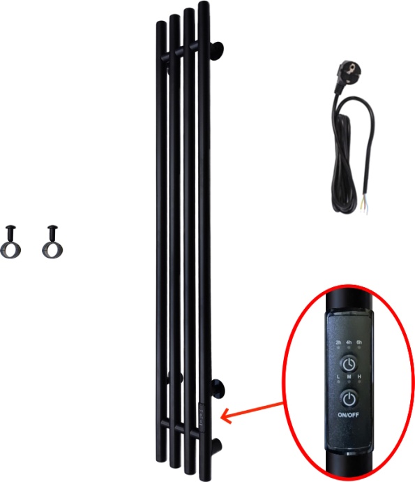 Полотенцесушитель электрический Тругор Вектор Пэк сп 120х15, черный ПэкспВектор120*15чернВГП - 1