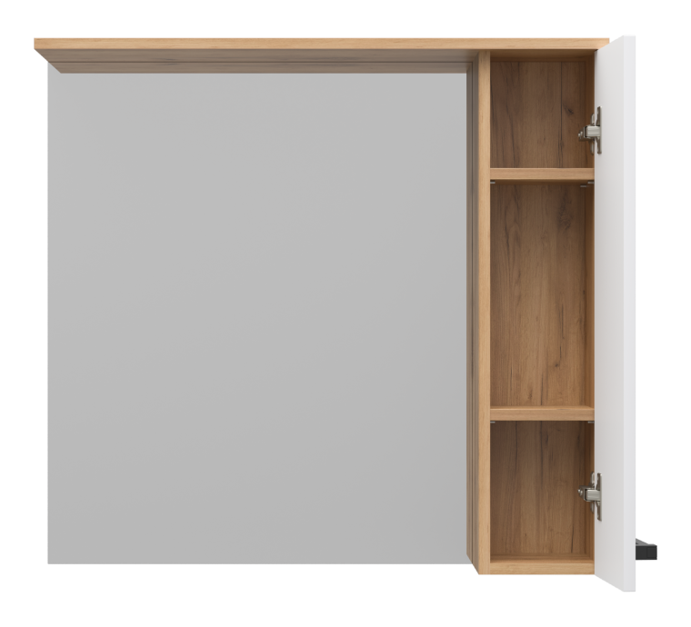 Зеркало-шкаф Misty Крафт 80 правое белое - светлое дерево П-Кра-02080-011П - 1