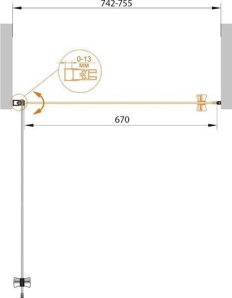 Душевая дверь в нишу Cezares Eco O-B-1-75-C-Cr стекло прозрачное ECO-O-B-1-75-C-Cr - 8