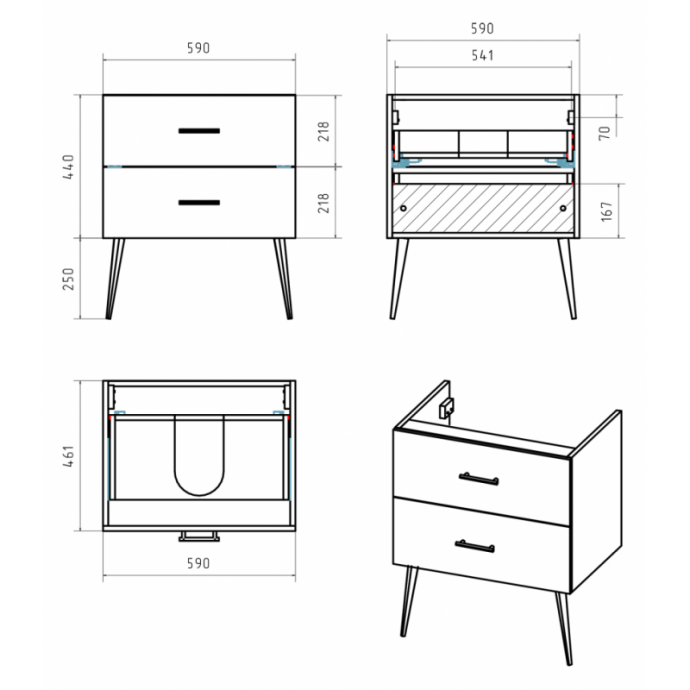 Тумба под раковину напольная Misty Маргарет 60 белая глянцевая П-Марг01060-01Пр2Ях - 1