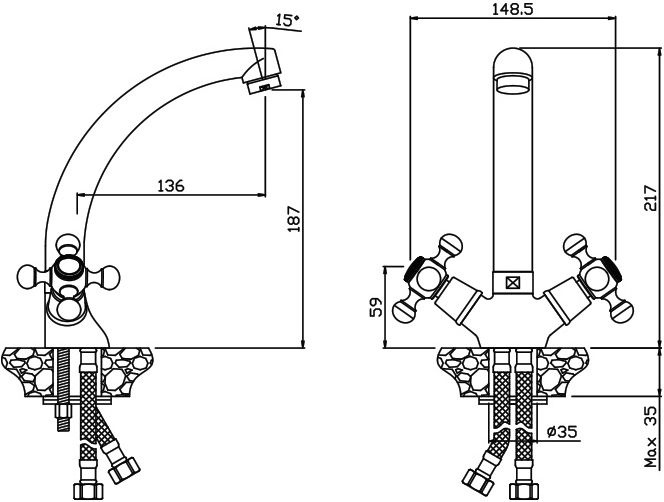 Смеситель Olive'S Girona 01430GR для кухонной мойки - 1