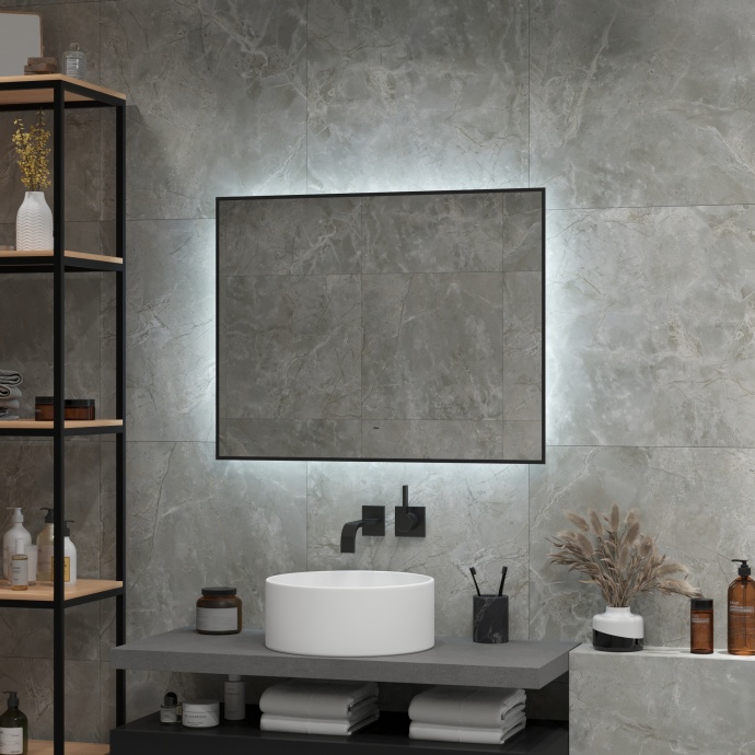 Зеркало DIWO Элиста 80 черное, с подсветкой ЗЛП1734 - 6