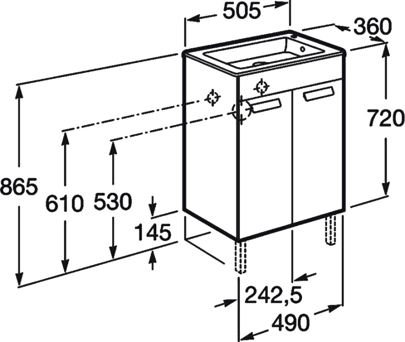 Тумба с раковиной Roca Debba 50 белый - 7