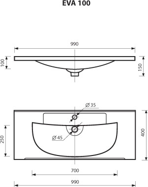 Тумба с раковиной Misty Фетта 100 белая - темное дерево УТ000011546 - 4