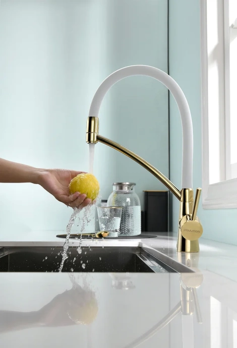 Смеситель для кухни Paulmark Siegen золото - белый Si213111-Gw - 2