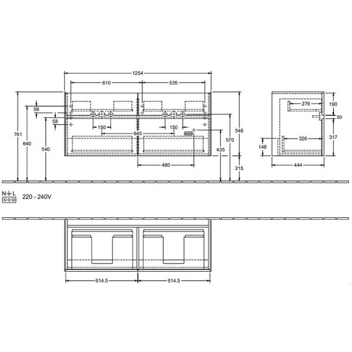 Тумба под раковину Villeroy&Boch Collaro 125 черная матовая C013L0PD - 1