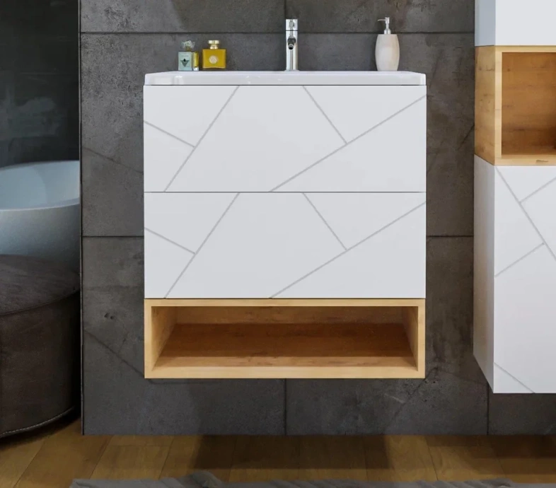 Тумба под раковину Бриклаер Кристалл 70 белая матовая  4627125415951 - 6