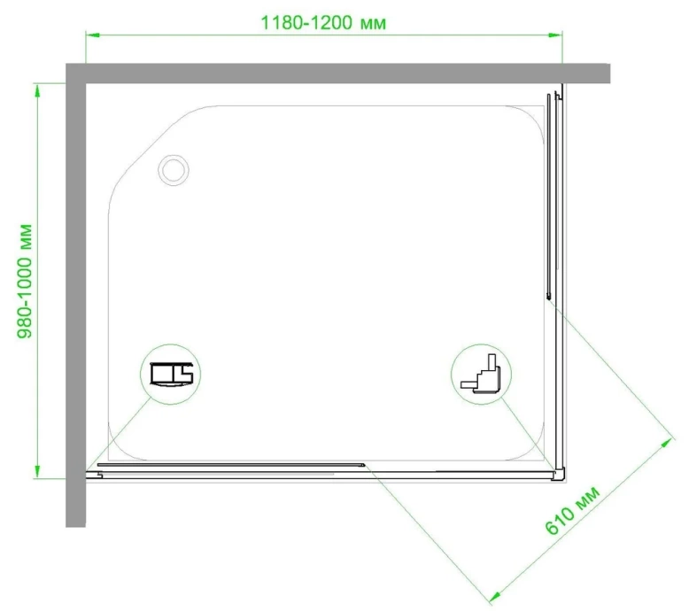 Душевой уголок Royal Bath HPD 120х100 профиль белый стекло прозрачное RB1120HPD-T - 3
