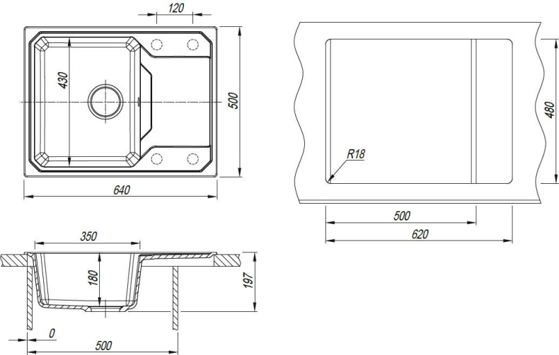 Мойка Кардинал 640, дюна СМс 29.030.C0640.402 - 3