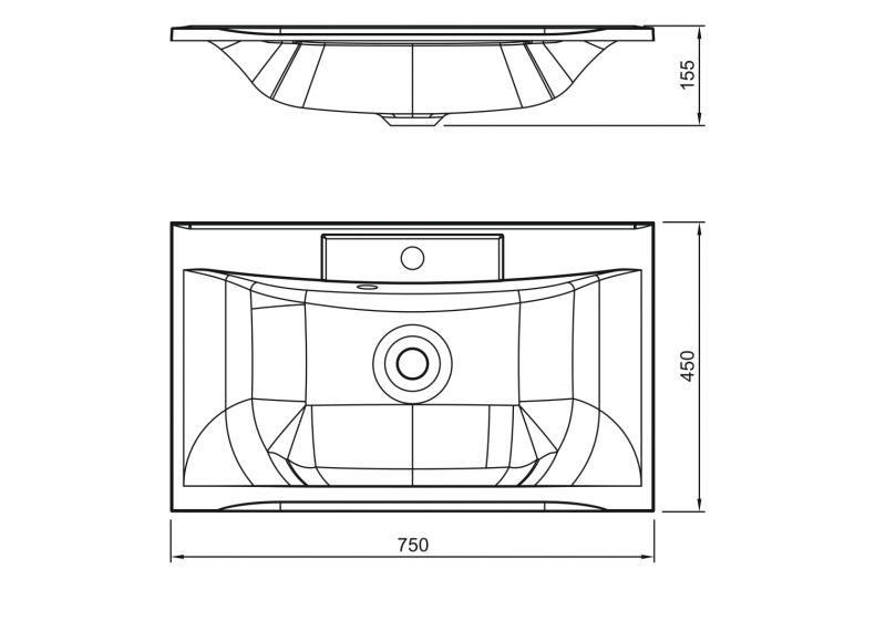 AM-LAV-750-MR-FP Раковина из искуственного мрамора - 2