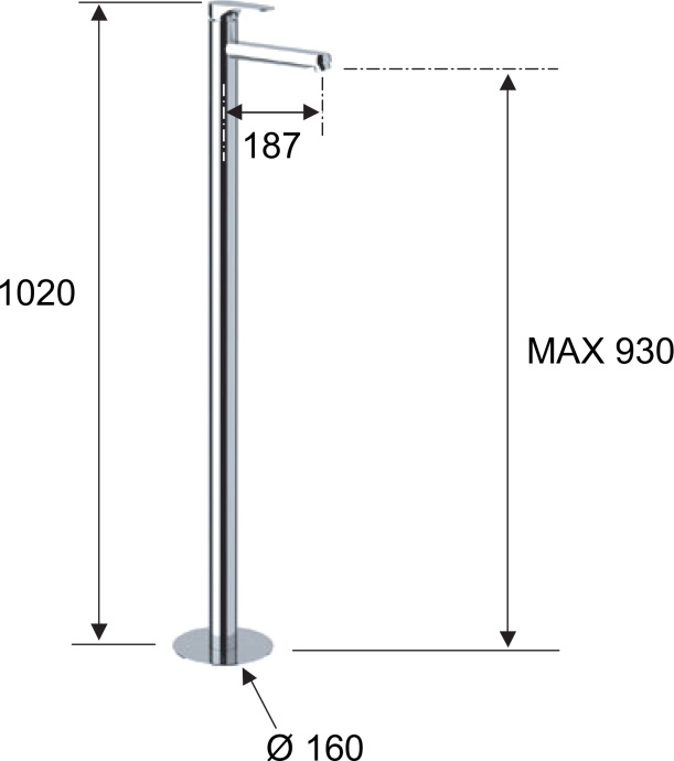 Смеситель для раковины Remer Class Line L18 напольный, С ВНУТРЕННЕЙ ЧАСТЬЮ - 1
