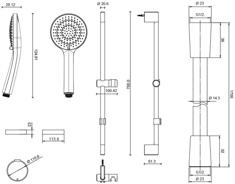 Душевой гарнитур Jacob Delafon Elite E32910-CP - 1
