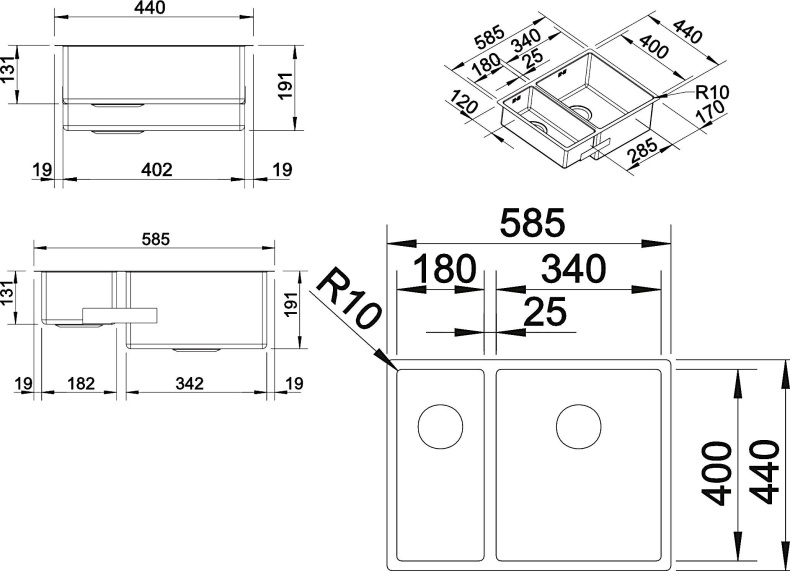 Мойка кухонная Blanco Claron 340/180-U правая 521610 - 3