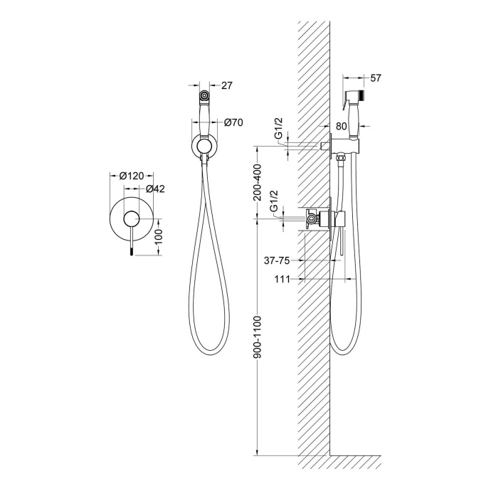 Смеситель встроенный с гигиеническим душем Timo Saona 2389/00SM хром - 1