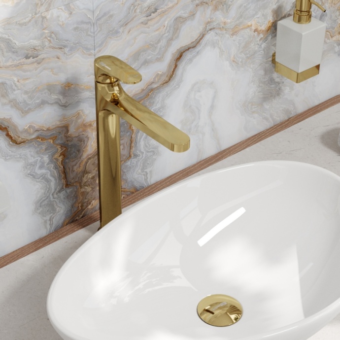 Смеситель для раковины WasserKRAFT Neckar глянцевое золото 2103H - 2