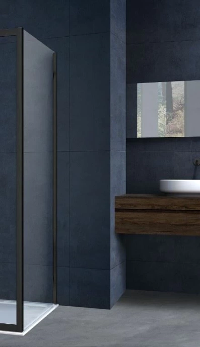 Боковая стенка Vincea Alpha 90х190 профиль черный стекло прозрачное VSG-3AL900CLB - 0