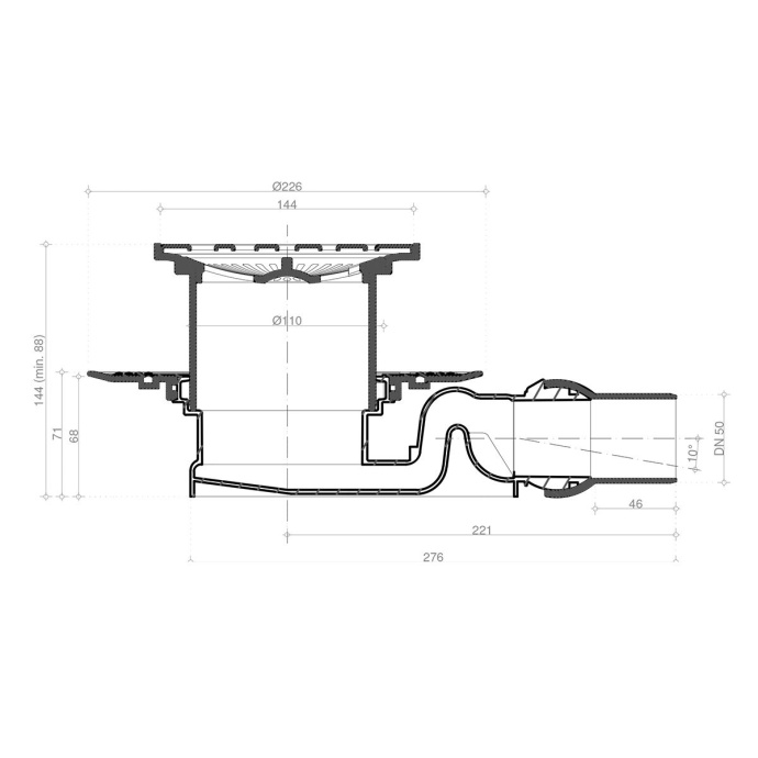 Душевой трап Pestan Confluo Standart Tide1 15x15 без рамки 13000004 - 9