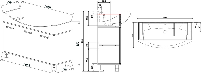Тумба с раковиной Sanflor Толедо 105 венге, северное дерево светлое - 7