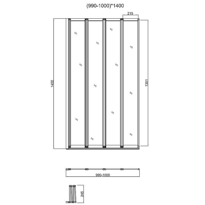 Душевая шторка на ванну Vincea 100х140 хром стекло прозрачное VSB-31100CL - 1