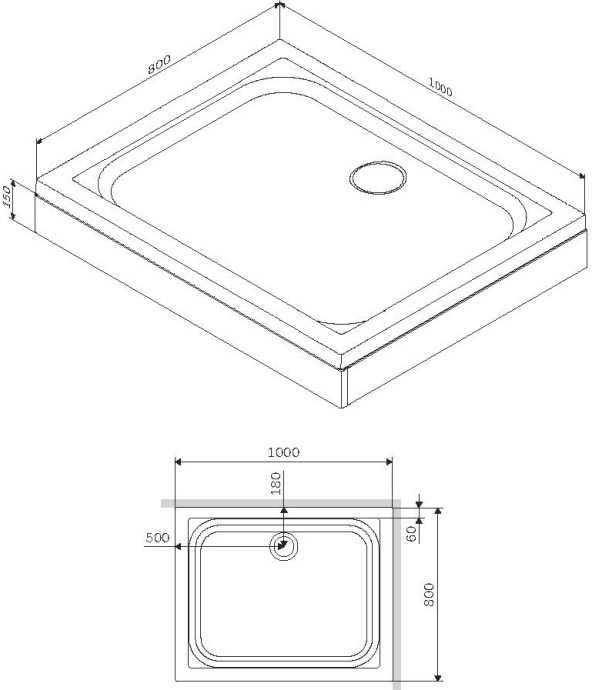 Поддон для душа AM.PM Gem W90T-404-100280W 100x80 - 3