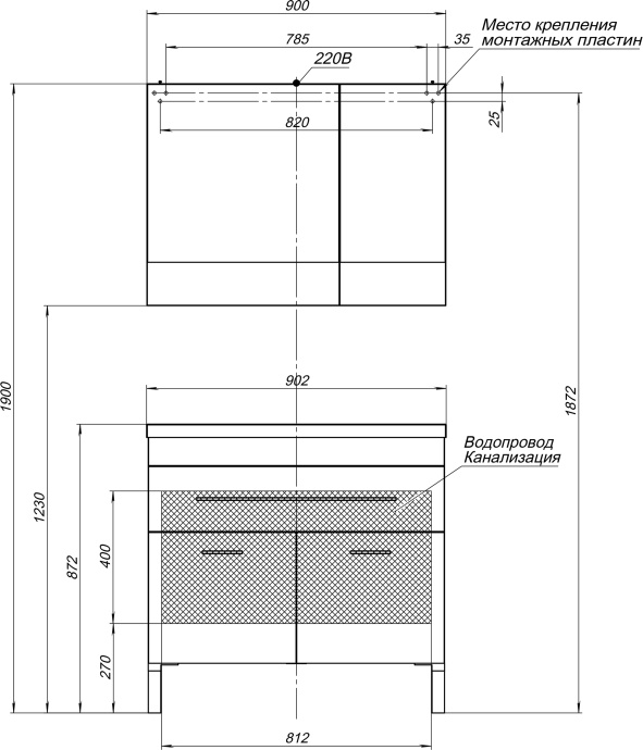 Тумба с раковиной Aquanet Верона 90 белая, 1 ящик, 2 двери - 11