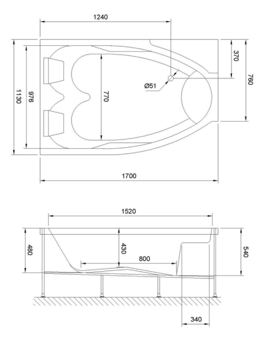 Ванна акриловая Royal Bath Shakespeare Comfort 170x110 L с гидромассажем белый RB652100CM-L - 1