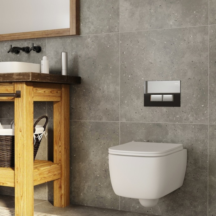 Кнопка смыва Iddis Uniglass стекло, черная UNG10GBi77 - 1