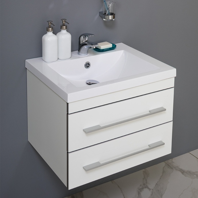 Тумба с раковиной Aquanet Верона 58 подвесная белая - 0