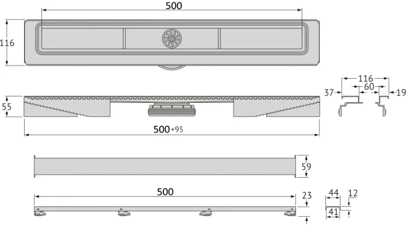Душевой лоток Berges C1 Norma 50 черный матовый 095036 - 1