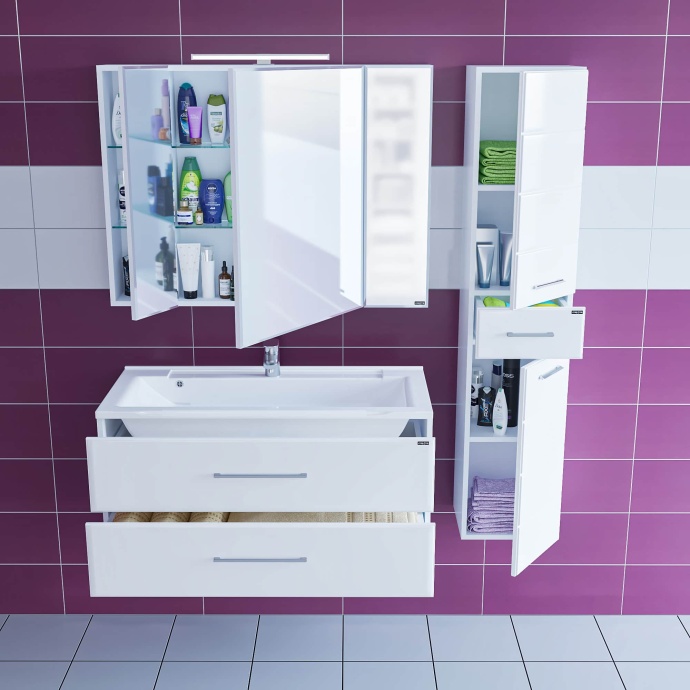 Тумба с раковиной подвесная Санта Омега 100 белый - 3