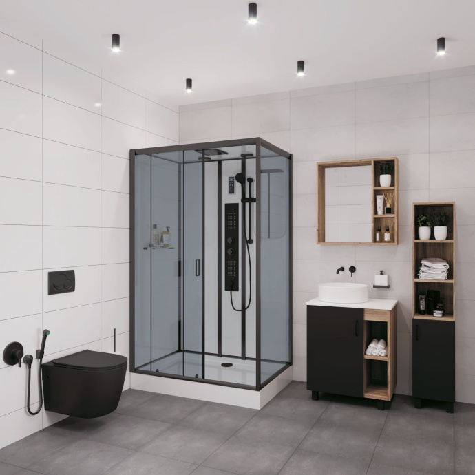 Душевая кабина Niagara Premium NG-6912-01GQR BLACK 120х80х210 правая, черная 69120134GQRBLACK - 1