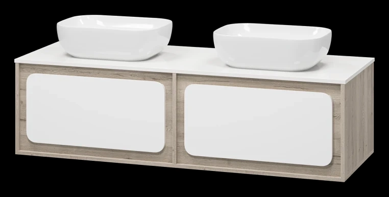 Тумба под раковину Misty Дубль 150 светлое дерево - белая П-Дуб-09150-372Я - 0