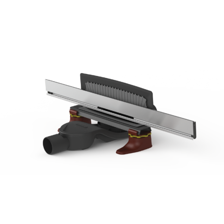 Желоб BERGES водосток пристенный Wall 1000 нержавеющая сталь, решетка хром глянец, S-сифон D50 H60 боковой выпуск 42 l/m 90157 - 0