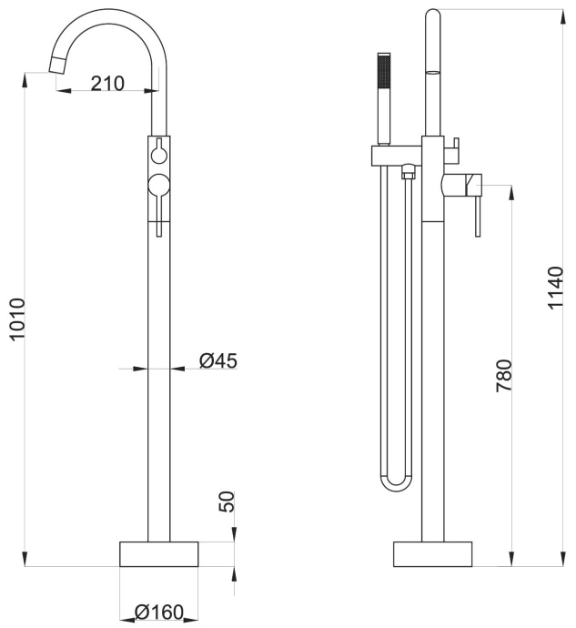 Смеситель Orange Steel M99-336CR напольный - 1