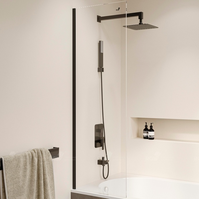 Шторка на ванну RGW Screens SC-056-8B 50х150 профиль черный стекло прозрачное 35110562850-14 - 0