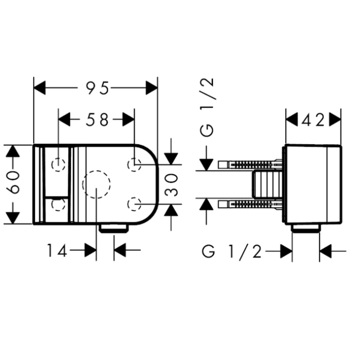 AX One Шланговое подсоединение с держателем ручного душа цвет: хром 45723000 - 1