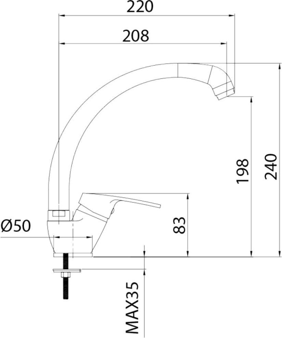Смеситель Milardo Meal M05SB0JM05 для кухонной мойки - 2