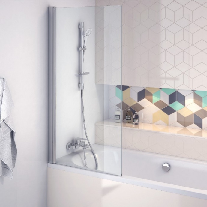 Шторка для ванны Excellent Серия 900 73х145 профиль хром стекло прозрачное KAAC.1619.730.LP - 1